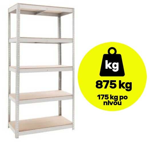 Metalna polica sa pet nivoa velike nosivosti 5x175kg 180x100x50cm