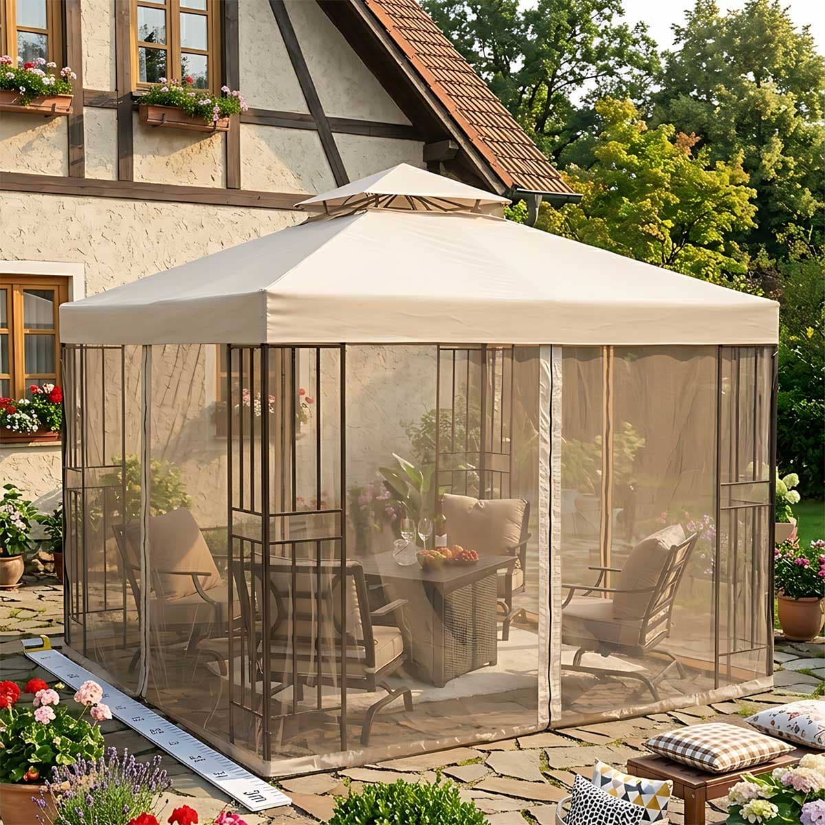 Paviljon Gazebo Sa Komarnicima - Zavesama Fieldmann 3 x 3 m