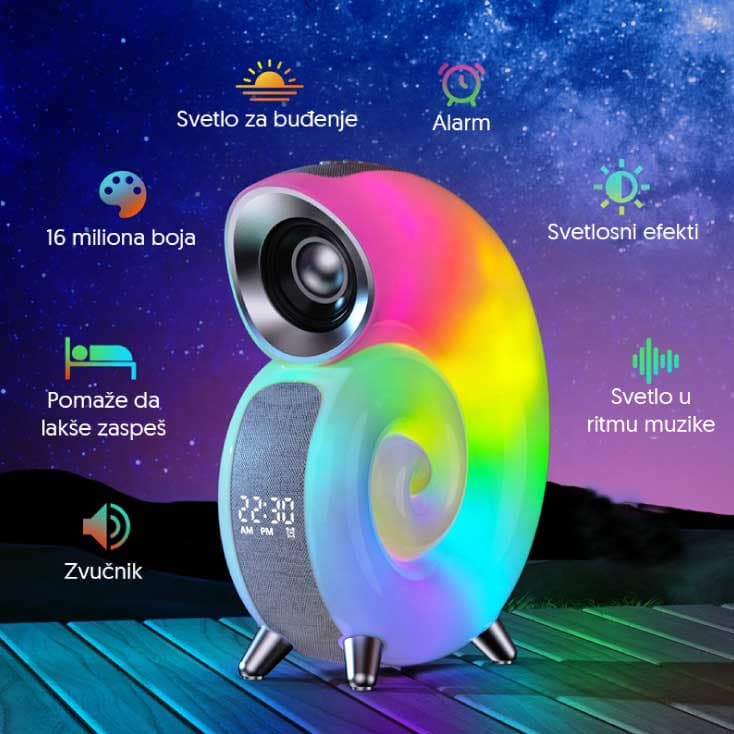 Bluetooth zvučnik sa RGB svetlom i digitalnim satom 5959BL