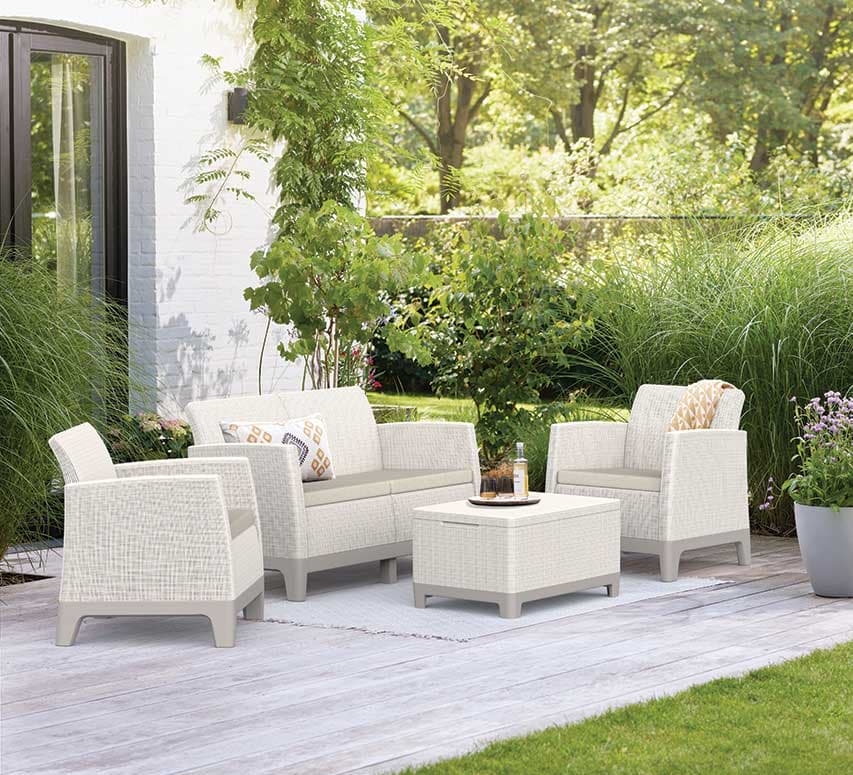 Keter Scandi Forma 2-Seater Set sa dvosedom i Box stolom Bež