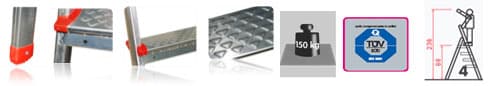 Aluminijumske merdevine Texell Alu-Dom 304 4 stepenika