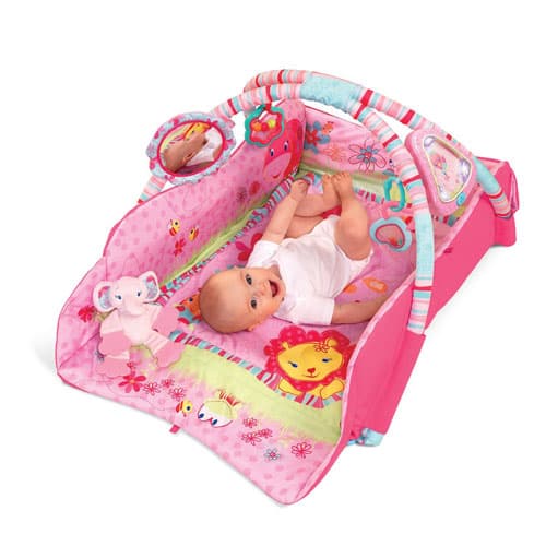 Bright Starts Bebi gimnastika - prostirka za igru Deluxe Pink Animals