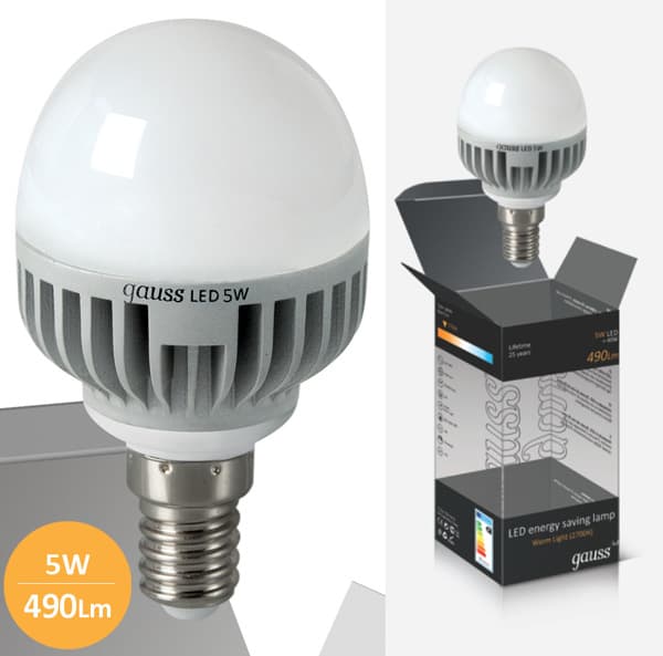 Štedljive LED sijalice 10 kom. Gauss E14 5W 220V 2700K EB105101105