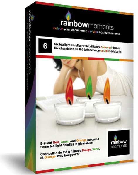 Ukrasne svećice u staklenim posudama sa plamenom u boji Rainbow Moments TLGL-M-06