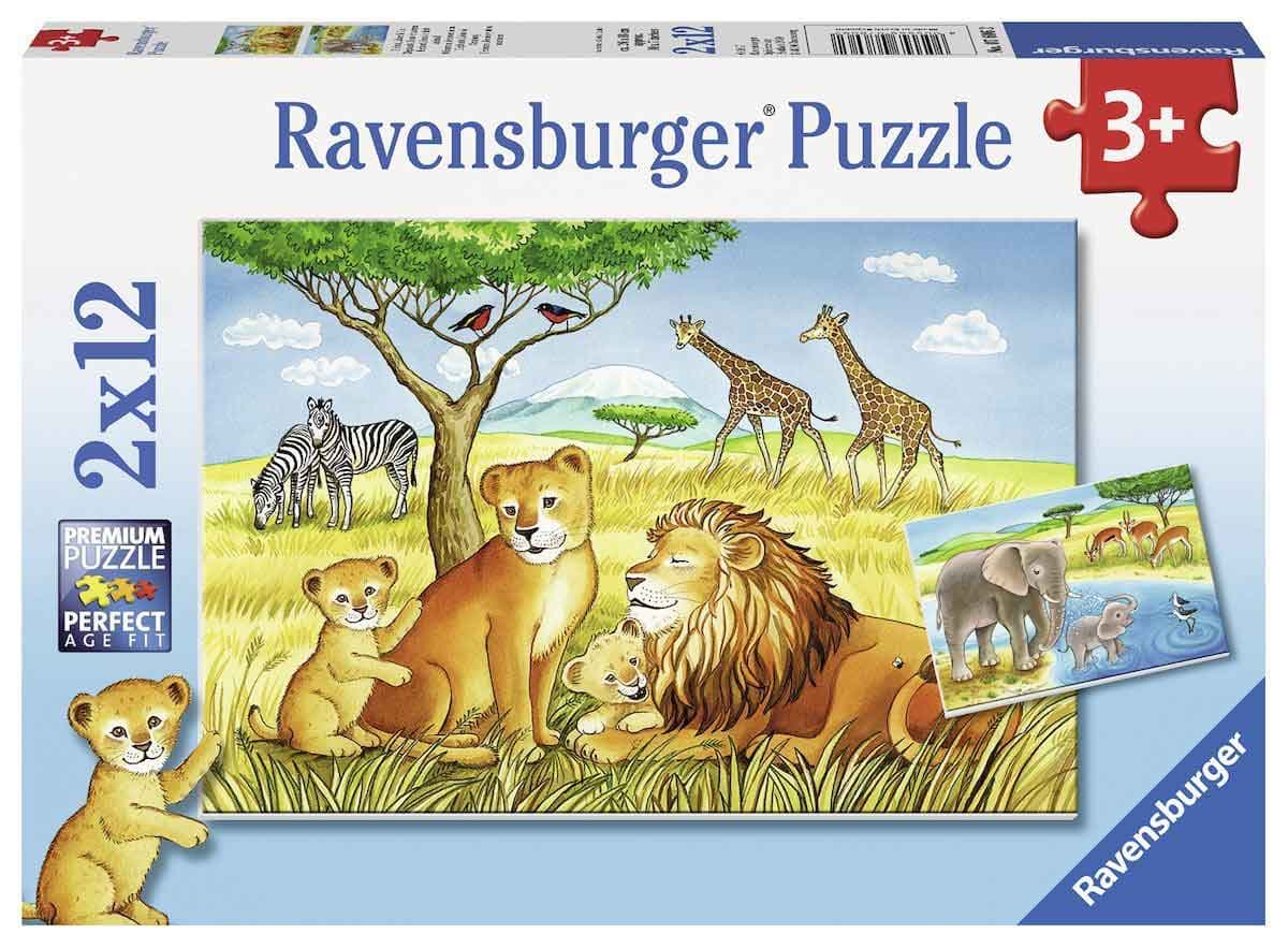 Ravensburger puzzle Dečije puzle - 2x12 - Životinje - Elefant, Lion & Co. 2x12 delova RA07606