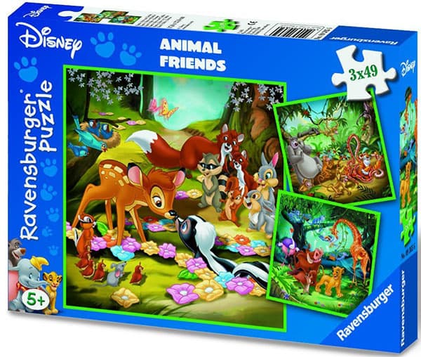 Ravensburger puzzle Dečije puzle - 3x49 - Disney - Animal Friends - Bambi, Balu i Simba 3x49 delova RA09365