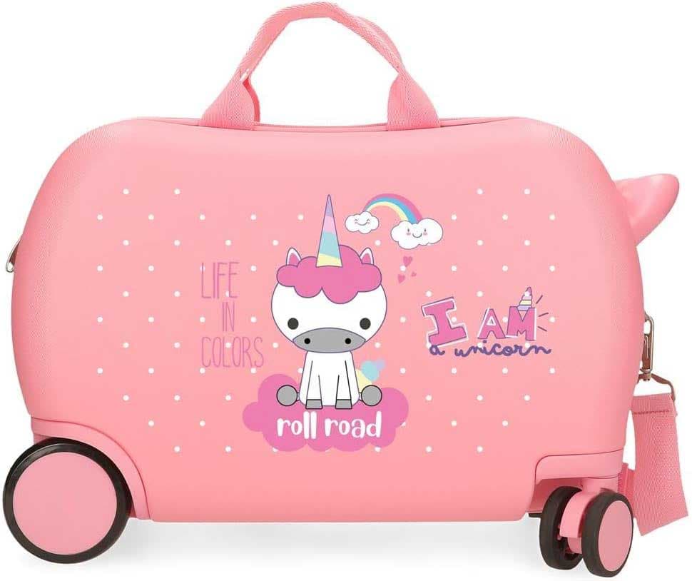 Dečiji kofer za putovanje i vožnju Roll Road I am a unicorn pink 40710