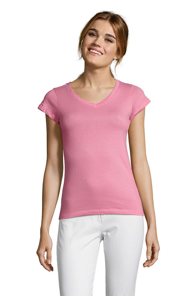 Sols Ženska majica V izrez Moon Orchid Pink veličina S 11388