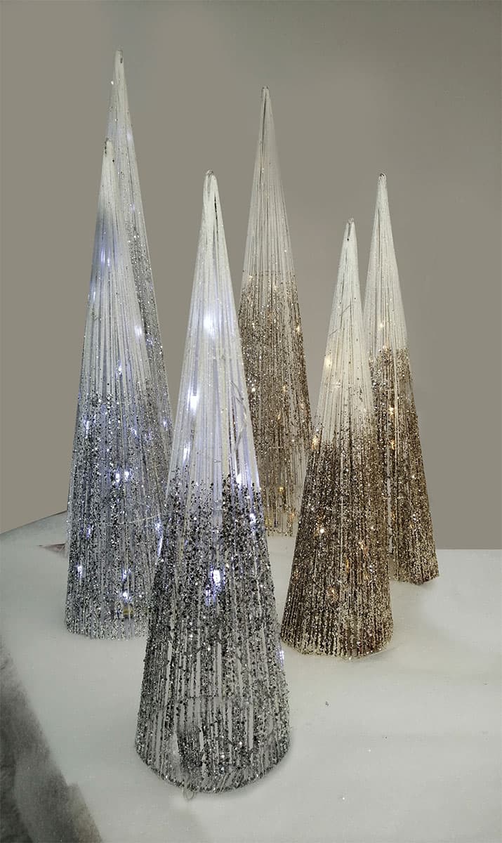Svetleća LED Kupa - Abažur Srebrne Boje 50 cm Shiny Cone