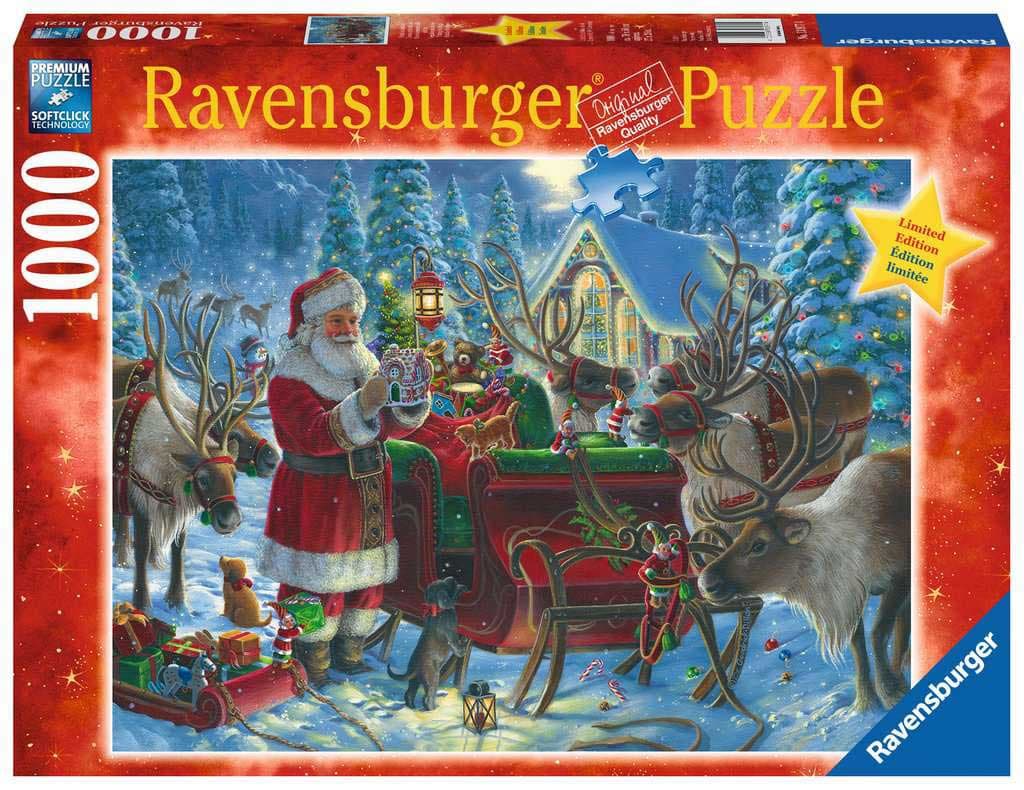 Ravensburger Puzzle 1000 delova - Deda Mraz pakuje sanke 13977