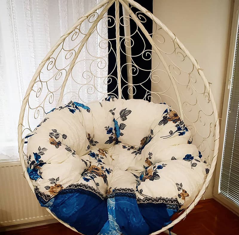 Jastuk Za Jaje Baštensku Ljuljašku - 140 cm - Blue Flowers